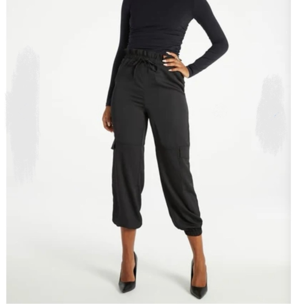NWT Shoe Dazzle Satin Cargo Joggers